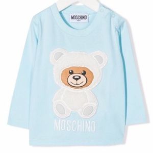 Moschino Teddy Bear Sherpa Patch Long Sleeve Tee Blue